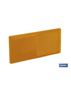 Catadióptrico Rectangular Autoadhesivo | Colores: ámbar y rojo | Medidas: 79 x 35 mm