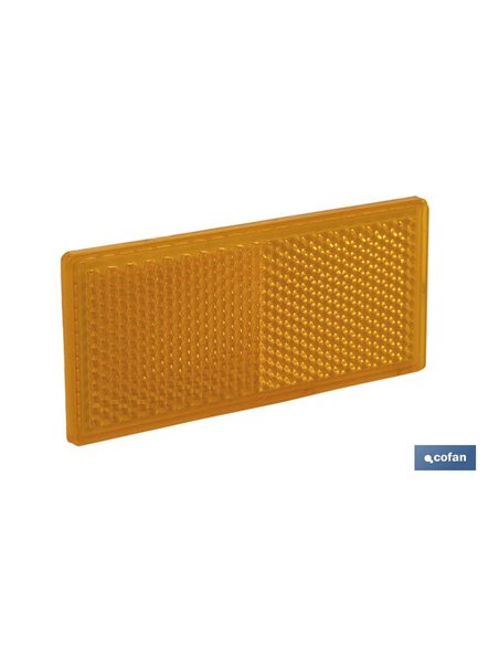 Catadióptrico Rectangular Autoadhesivo | Colores: ámbar y rojo | Medidas: 79 x 35 mm