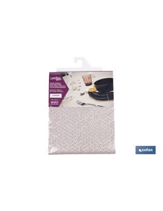 Mantel redondo antimanchas confeccionado en Jacquard con tejido resinado | Diseño de pétalos sobre beige | Materiales: 50% algod