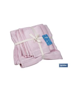 Juego de 3 toallas de color rosa claro con 580 g/m2 | Gama Flor | Set de toallas 100 % de algodón