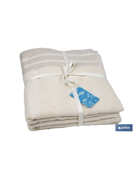 Juego de 2 toallas de color nature con 600 g/m2 | Gama Inspiración | Set de toallas 95 % de algodón y 5 % de lino