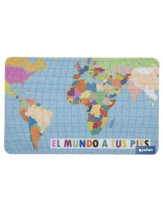 Felpudo entrada El mundo a tus pies | Adecuado para interior y exterior | Material resistente | Base antideslizante | Diseño con