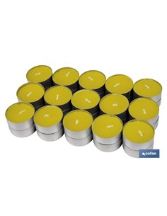 Pack de 30 velas Tea Light de citronela amarillas | Más de 4 horas de duración