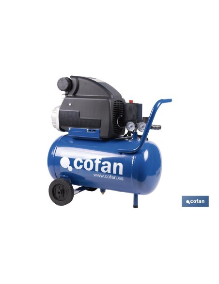 Compresor de aire de pistón coaxial | Motor de 2 HP | Compresor monofásico 230 V | Presión máxima: 8 bares | Depósito de 24 litr