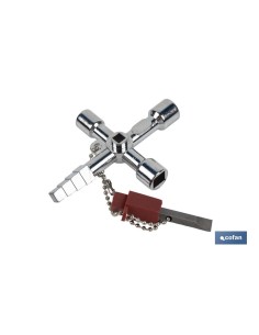 Llave de cabina multifuncional | Aleación de zinc cromada | Ideal para electrotécnica, fontanería | 10 perfiles | Longitud: 8,5  2