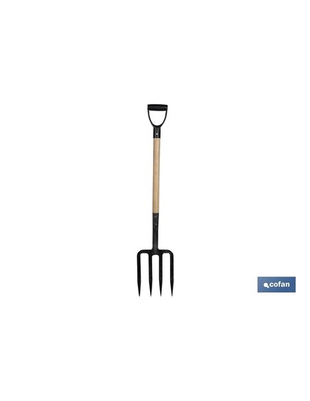 Horca para cavar de acero endurecido | 4 dientes | Ideal para jardinería y agricultura | Medidas: 23 x 105 cm