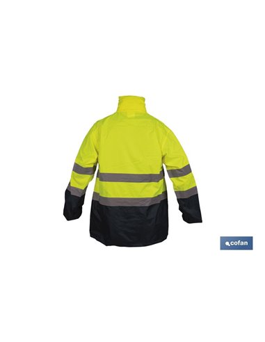 Chaqueta de lluvia de alta visibilidad con cierre de cremallera | Color: amarillo y azul | Disponible desde la talla S hasta la 