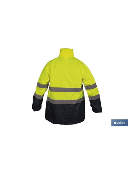 Chaqueta de lluvia de alta visibilidad con cierre de cremallera | Color: amarillo y azul | Disponible desde la talla S hasta la 