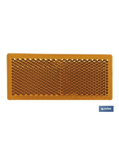 Catadióptrico Rectangular Autoadhesivo | Colores: ámbar y rojo | Medidas: 79 x 35 mm