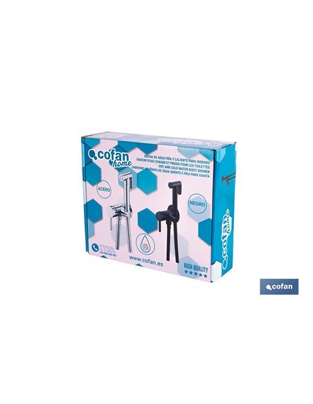 Ducha higiénica para inodoro | Grifo de bidé empotrado | Agua fría y caliente | Manguera incluida | Disponible en acabado negro 