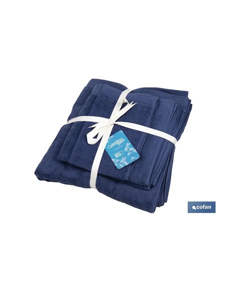 Juego de 3 toallas en color azul marino con 580 g/m2 | Gama Marín | Set de toallas 100 % de algodón