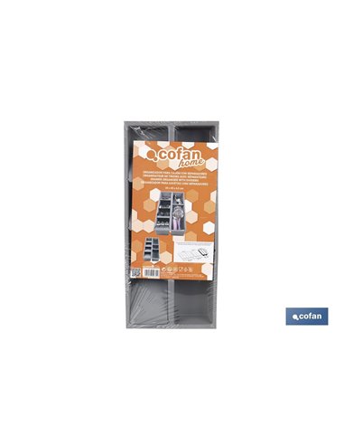 Organizador de cubiertos con separadores para cajón | Cubertero con 7 compartimentos y separadores modulares | Color: gris | Mat