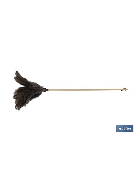 Plumero de avestruz Nº3 | Mango de madera | Plumero antiestático | Plumas naturales | Longitud: 71 cm