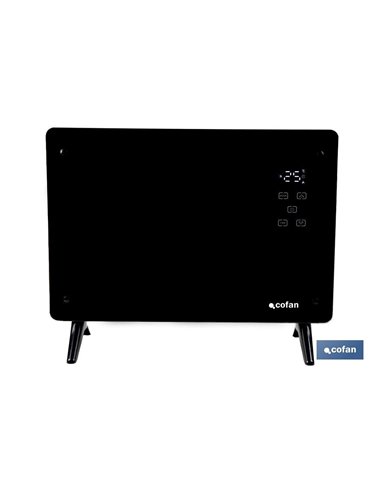 Convector radiante de panel de vidrio | Potencia: 1500 W | Mando a distancia | Control vía app | Compatible con asistente de voz