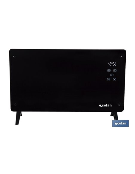 Convector radiante de panel de vidrio | Potencia: 2000 W | Mando a distancia | Control vía app | Compatible con asistente de voz