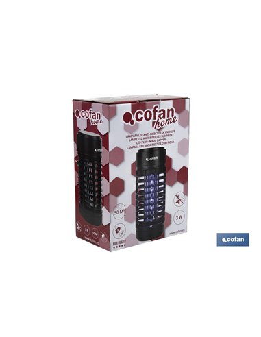 Lámpara LED antiinsectos con enchufe| Potencia: 3 W | Descarga Eléctrica: 1200 V | Área: 50 m² | Protégete contra los insectos