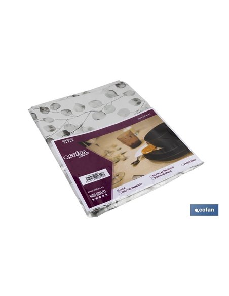 Hule con diseño moderno de hojas de eucalipto | Materiales: PVC y polipropileno | Fácil de limpiar | Disponible en diferentes me