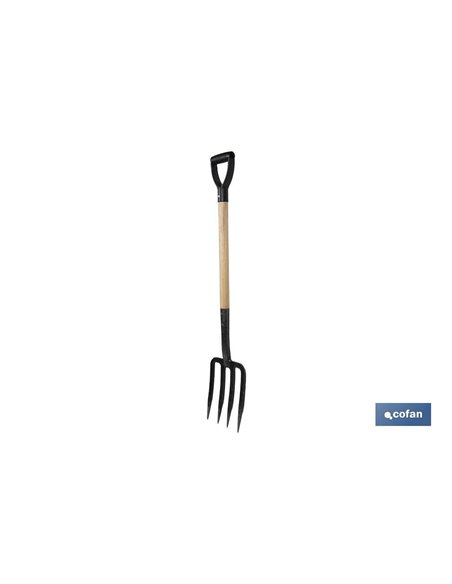 Horca para cavar de acero endurecido | 4 dientes | Ideal para jardinería y agricultura | Medidas: 23 x 105 cm