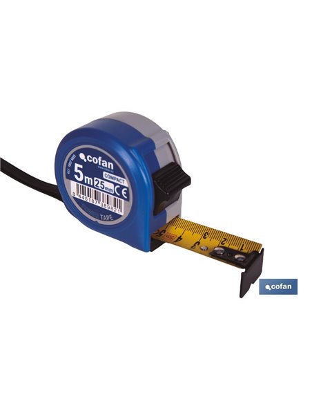 Flexómetro estándar | Carcasa resistente de ABS | Botón de bloqueo | Gancho no magnético | Funda antichoque | Disponible con cin