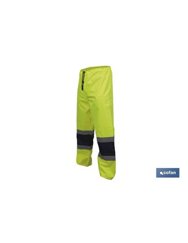 Pantalón de lluvia de alta visibilidad | Bandas de alta visibilidad | Color: amarillo y azul | Disponible desde la talla S hasta