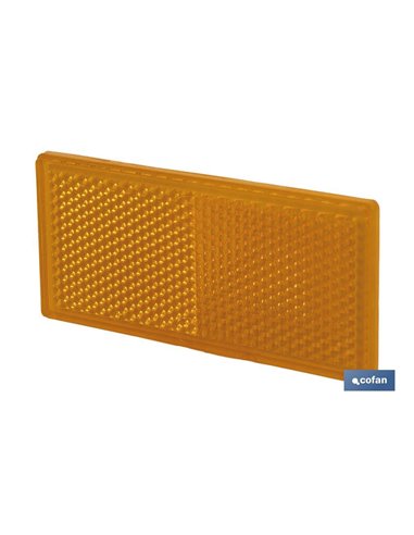 Catadióptrico Rectangular Autoadhesivo | Colores: ámbar y rojo | Medidas: 79 x 35 mm