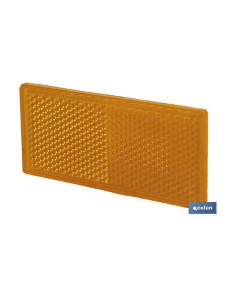 Catadióptrico Rectangular Autoadhesivo | Colores: ámbar y rojo | Medidas: 79 x 35 mm