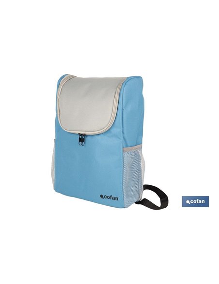 Mochila nevera isotérmica | Mochila de refrigeración | Capacidad: 10 litros | Color: Azul y gris | Medidas: 28 x 12,5 x 37 cm