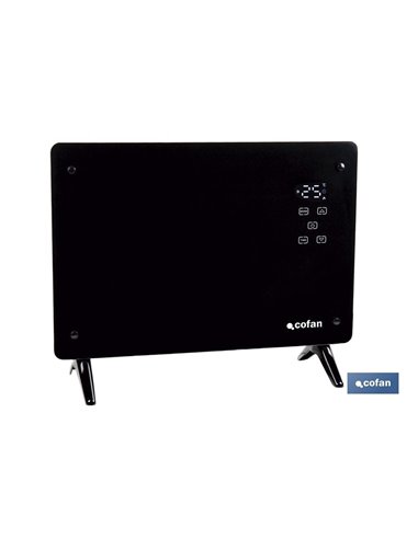Convector radiante de panel de vidrio | Potencia: 1500 W | Mando a distancia | Control vía app | Compatible con asistente de voz