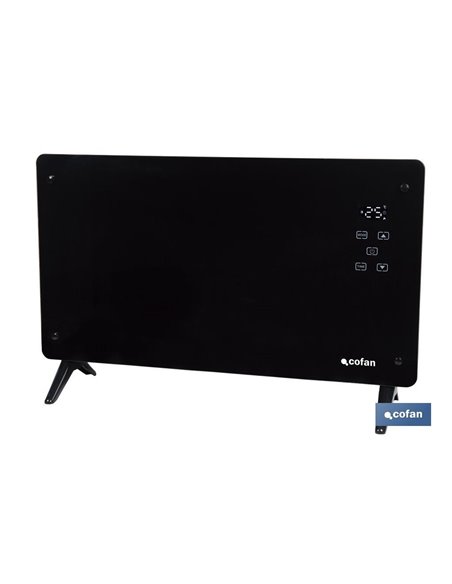 Convector radiante de panel de vidrio | Potencia: 2000 W | Mando a distancia | Control vía app | Compatible con asistente de voz