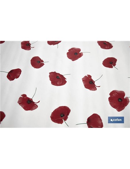 Hule con diseño moderno de amapolas | Materiales: PVC y polipropileno | Fácil de limpiar | Disponible en diferentes medidas