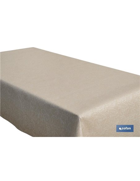 Mantel resinado antimanchas | Diseño moderno | Color: beige y blanco | Materiales: algodón y poliéster | Disponible en diferente