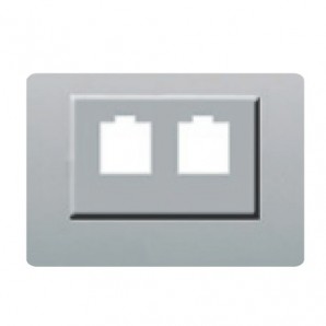 Tapa toma doble RJ11 o RJ45 PLATA LUNA BJC Coral 21882-PL