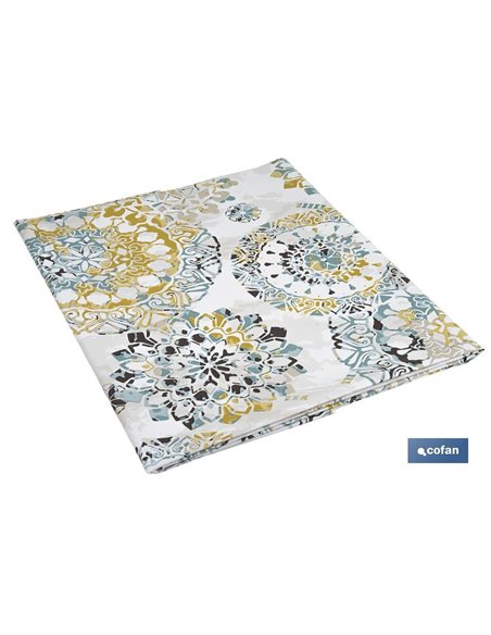 Mantel antimanchas | Diseño en mosaicos | Materiales: vinilo y poliéster | Impermeable | Fácil de limpiar | Disponible en difere