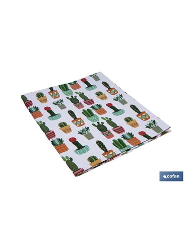 Mantel antimanchas | Estampado de cactus | Materiales: vinilo y poliéster | Impermeable | Fácil de limpiar | Disponible en difer