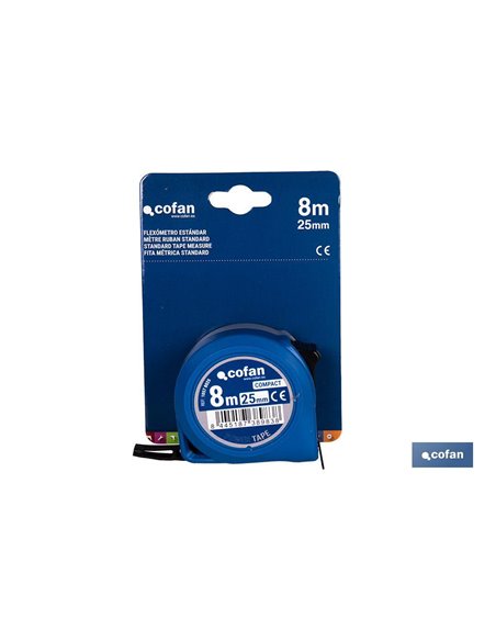 Flexómetro estándar | Carcasa resistente de ABS | Botón de bloqueo | Gancho no magnético | Funda antichoque | Disponible con cin