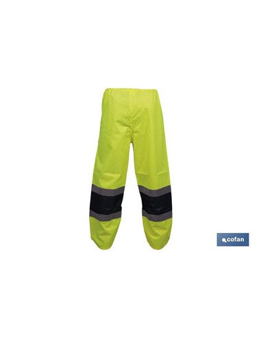 Pantalón de lluvia de alta visibilidad | Bandas de alta visibilidad | Color: amarillo y azul | Disponible desde la talla S hasta