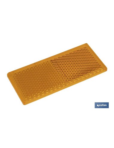 Catadióptrico Rectangular Autoadhesivo | Colores: ámbar y rojo | Medidas: 79 x 35 mm