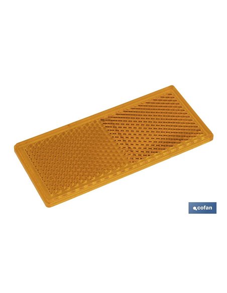Catadióptrico Rectangular Autoadhesivo | Colores: ámbar y rojo | Medidas: 79 x 35 mm