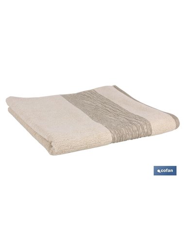 Juego de 3 toallas de color nature con 600 g/m2 | Gama Alma | Set de toallas 95 % de algodón y 5 % de lino