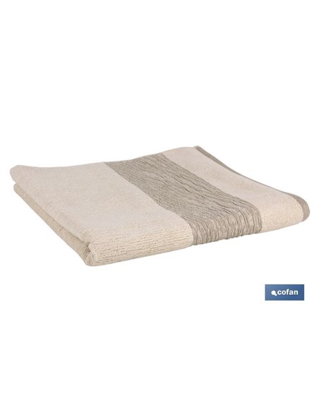 Juego de 3 toallas de color nature con 600 g/m2 | Gama Alma | Set de toallas 95 % de algodón y 5 % de lino