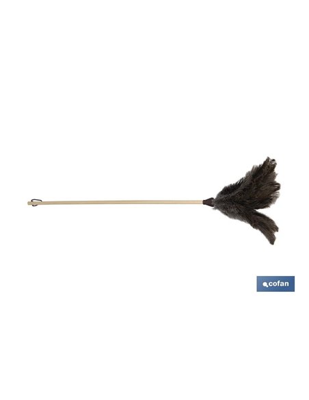 Plumero de avestruz Nº3 | Mango de madera | Plumero antiestático | Plumas naturales | Longitud: 71 cm