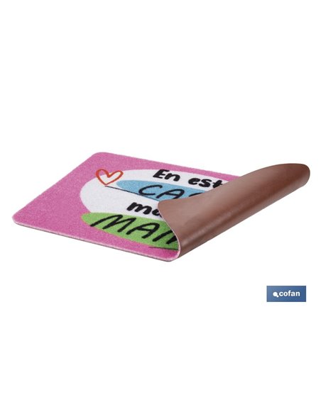 Felpudo entrada En esta casa manda mamá | Adecuado para interior y exterior | Material resistente | Base antideslizante | Medida