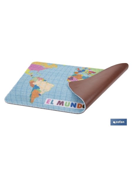 Felpudo entrada El mundo a tus pies | Adecuado para interior y exterior | Material resistente | Base antideslizante | Diseño con