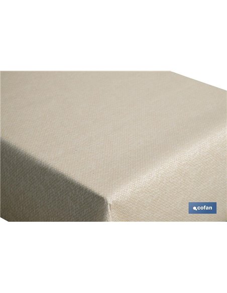 Mantel resinado antimanchas | Diseño moderno | Color: beige y blanco | Materiales: algodón y poliéster | Disponible en diferente