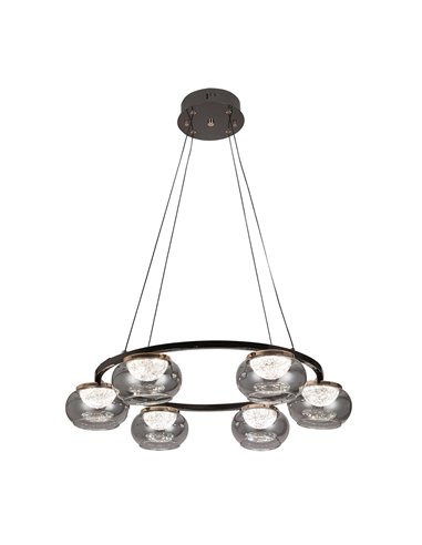 Colgante Pompeya 6l Negro 42w 3000-4000-6000k C/remoto Y Reg.intensidad 3780lm Regx67x67 Cm