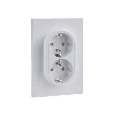 Base Schuko doble Odace Blanco SCHNEIDER S521087