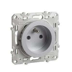 Base de soquete 2P+TTF Odace Prata SCHNEIDER S530039