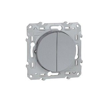 Doble conmutador Odace Plata SCHNEIDER S530213
