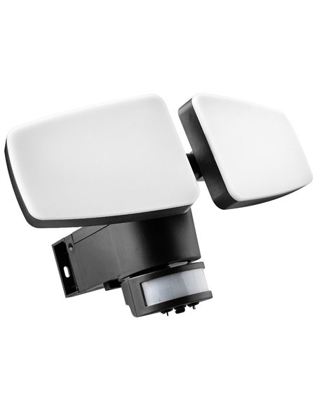 Adjustable double LED solar wall light (12W 3CCT 1200lm) IP54 25.2x9.2cm black and white