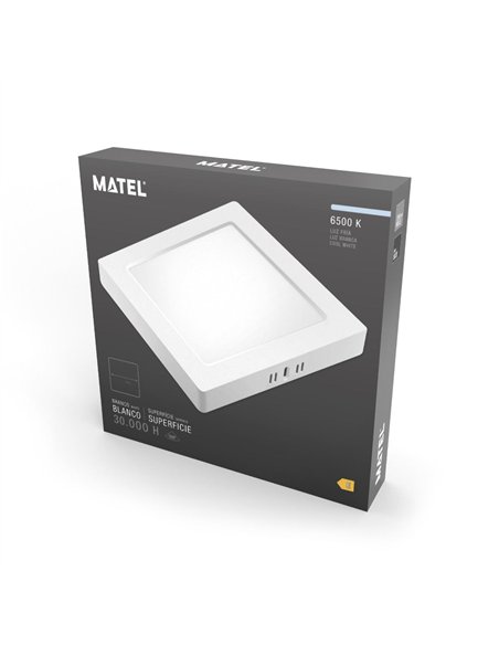 Square surface mounted LED downlight (24W 6500K 2640lm) IP20 28.5x28.5cm white
